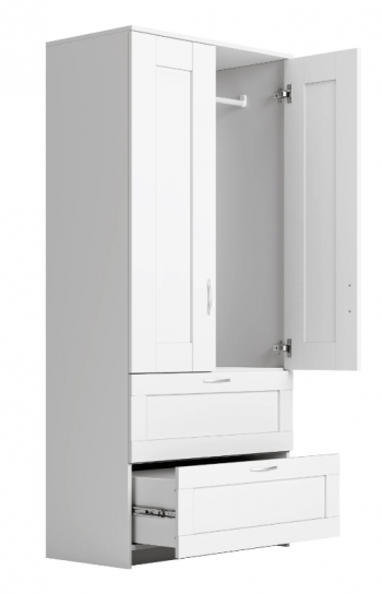 Шкаф двухдверный Сириус с 2 ящиками белый в Стрелке - strelka.mebel54.com | фото