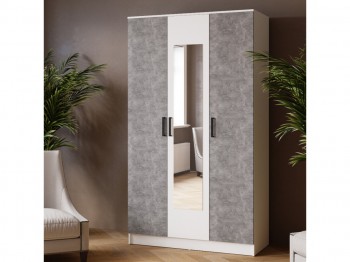 Шкаф комбинированный Ларс (1,2) с зеркалом белый/ателье светлое в Стрелке - strelka.mebel54.com | фото
