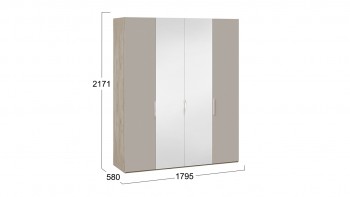 Шкаф комбинированный с 2 глухими и 2 зеркальными дверями «Эмбер» Баттл Рок/Серый глянец в Стрелке - strelka.mebel54.com | фото