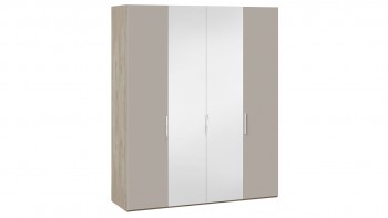 Шкаф комбинированный с 2 глухими и 2 зеркальными дверями «Эмбер» Баттл Рок/Серый глянец в Стрелке - strelka.mebel54.com | фото
