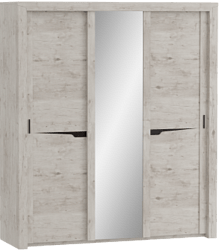 Шкаф трехдверный Соренто с раздвижными дверями Дуб бонифаций/Кофе структурный матовый в Стрелке - strelka.mebel54.com | фото