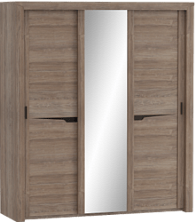 Шкаф трехдверный Соренто с раздвижными дверями Дуб стирлинг/Кофе структурный матовый в Стрелке - strelka.mebel54.com | фото