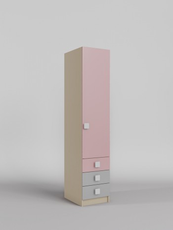Шкаф угловой (секция с ящиками) Грэйси (Розовый/Серый/корпус Клен) в Стрелке - strelka.mebel54.com | фото