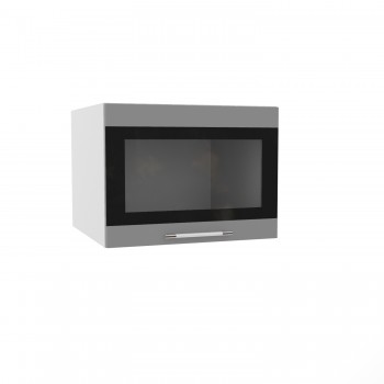 Шкаф верхний Ройс ГВПГСФ 600 (Белый софт/Серый/горизонт) в Стрелке - strelka.mebel54.com | фото