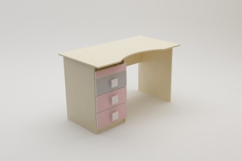 Стол (столешница с выемкой) Грэйси (Розовый/Серый/корпус Клен) в Стрелке - strelka.mebel54.com | фото
