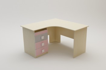 Стол угловой Грэйси (Розовый/Серый/корпус Клен) в Стрелке - strelka.mebel54.com | фото