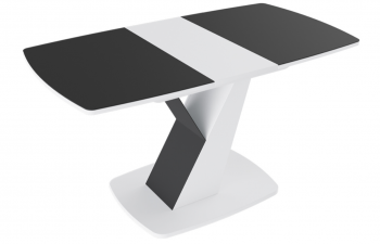Стол обеденный «Гарда» Тип 1 (Белый/Стекло матовое черный графит) в Стрелке - strelka.mebel54.com | фото